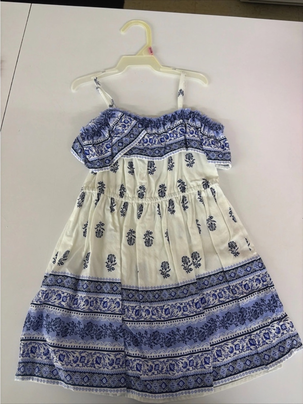 The Children's Place White Dress with Blue Floral Print